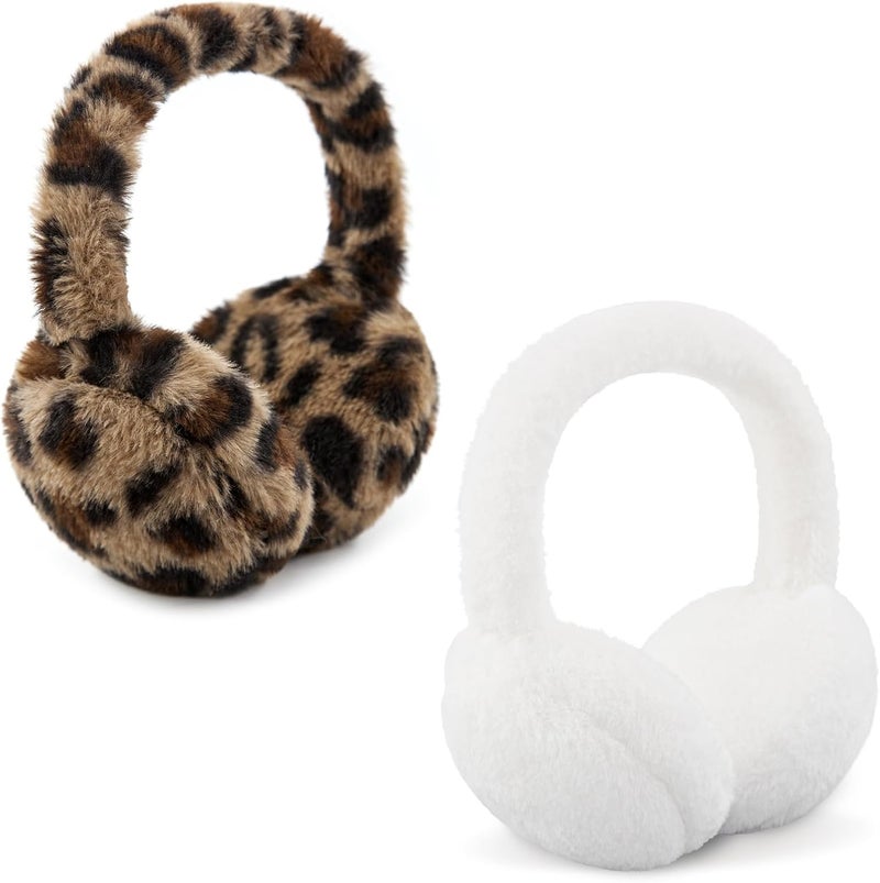 YATANAM Women Ear Muffs Winter Girls White Earmuffs Fuzzy Kids Black Ear Muff Cute Fluffy Ear Warmers Foldable Ear Covers Boy - Image 1